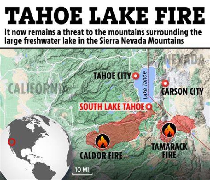 Is there a fire near Lake Tahoe?